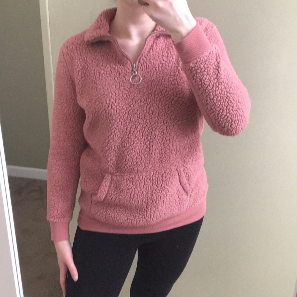 Pink Derek Heart sweater.